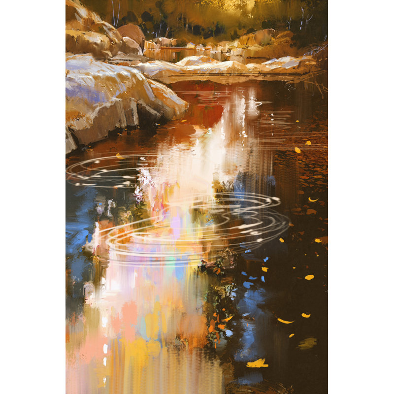 Shawver River Lines With Stones - Wrapped Canvas Painting, 46cm H x 30cm W x 3.8cm D