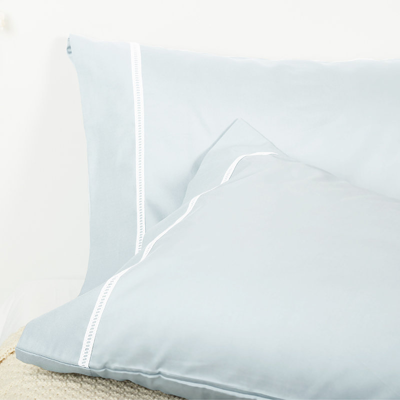 Ensemble de taies d'oreiller en dentelle 100% coton percale Lace, Taies d'oreiller grandes, Flux de glace