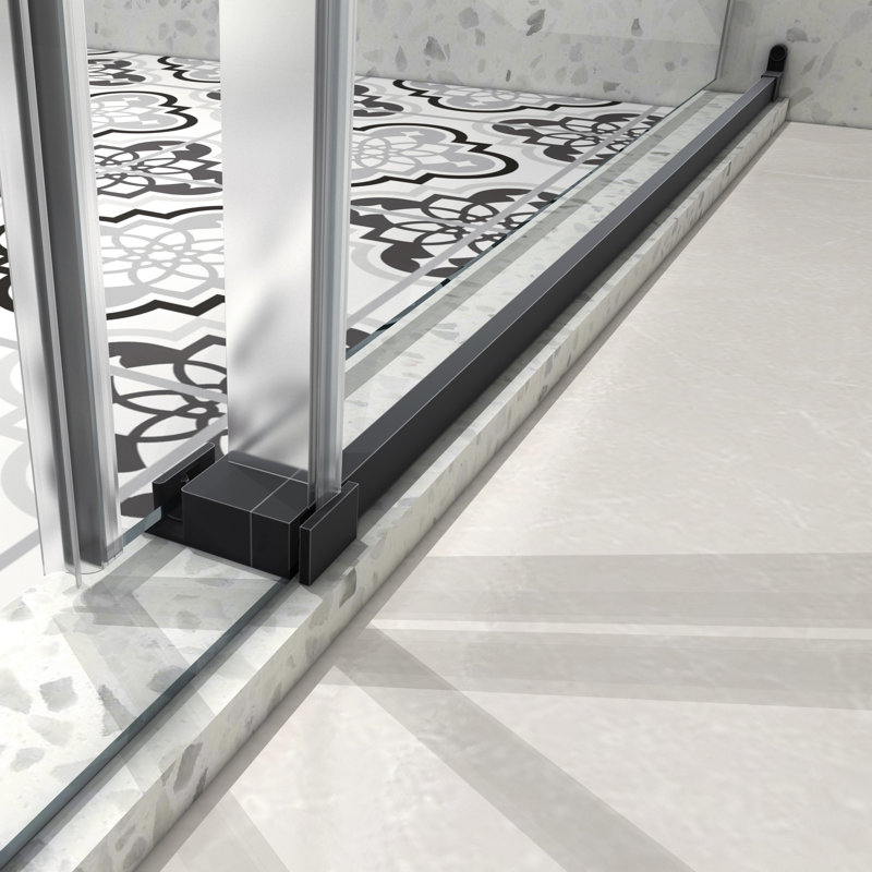 6076 Matte Black Shower Door, With 70mm 304 Stainless Steel Pulleys, Soft Closing, Nano Cleaning, Tempered Glass, Bathroom Door Option 6076, Adjustable , Easy Ornament