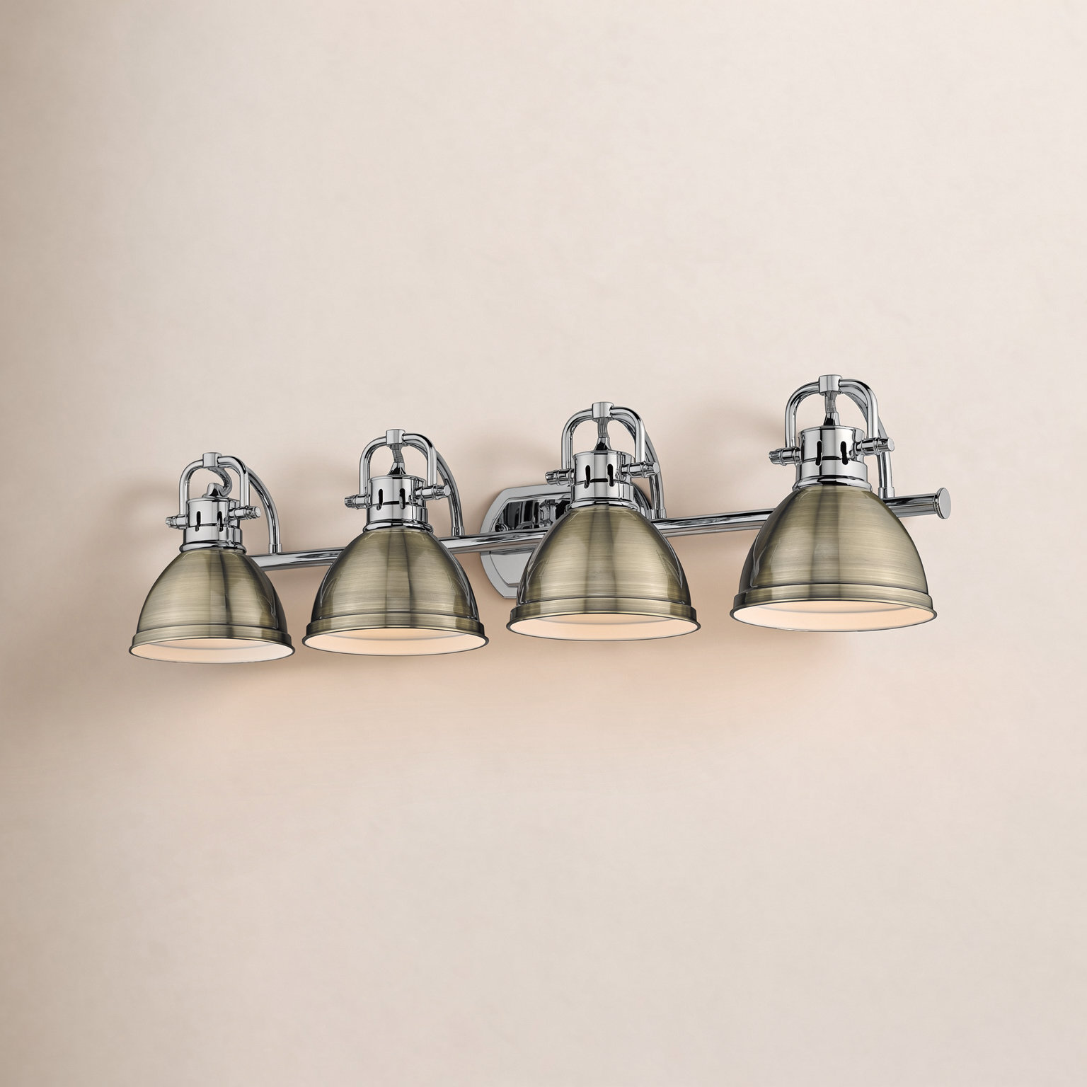 Calico 4 Light Dimmable Vanity Light, Aged Brass, Chrome