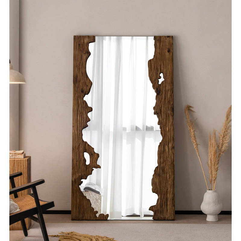 Miroir pleine grandeur en pin zen rétro anti-déflagrant, 78.74" H x 39.37" W