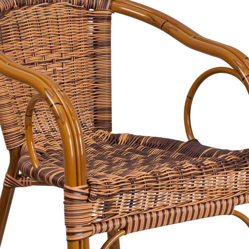 Chaise de patio en bambou et aluminium Houtz, Brun brûlant
