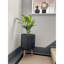 Concrete Effect Cylinder Round Planter on Hardwood Legs, Round Indoor Plant Pot Stand for Indoor Plants, Indoor Flower Pot with Ribbed Pattern-529439274-529439275