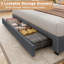 Upholstered Platform Bed Frame with 3 Drawers and RGB LED Lights, Bed with Storage Headboard and Charging Station-1413068933-1413068935