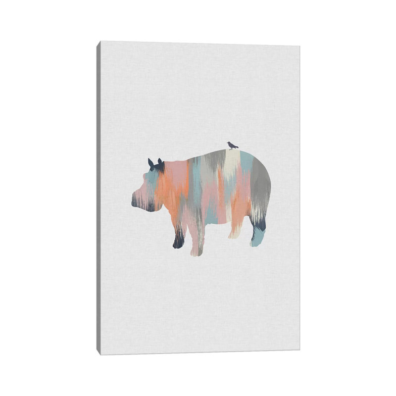 Pastel Hippo by Orara Studio - Wrapped Canvas Gallery-Wrapped Canvas Giclée, 30.48cm H x 20.32cm W