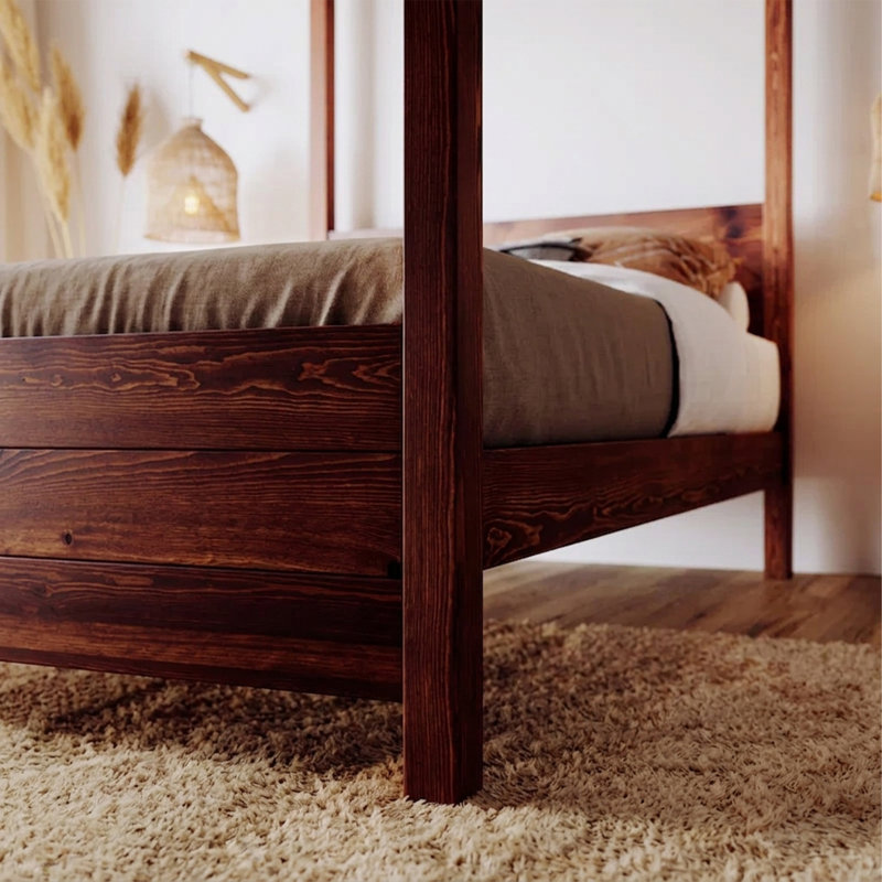 Desern Canopy Bed, Queen, Red Wood