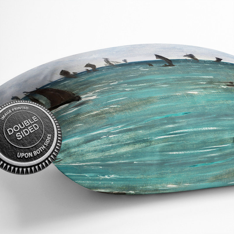Boats At Berck-Sur-Mer Square Throw Cushion, 55cm H x 55cm W x 20cm D