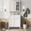 Ensemble de meuble-lavabo autoportant 30 po avec lavabo supérieur et armoire à miroir - armoire de rangement à simple évier (2 tiroirs + 1 tiroir basculant, lavabo à trois trous 32 mm)