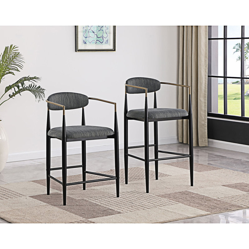 Chaise de comptoir rembourrée (ensemble de 2), Gris foncé