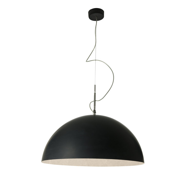 1 - Light Black Dome Pendant, Black/White