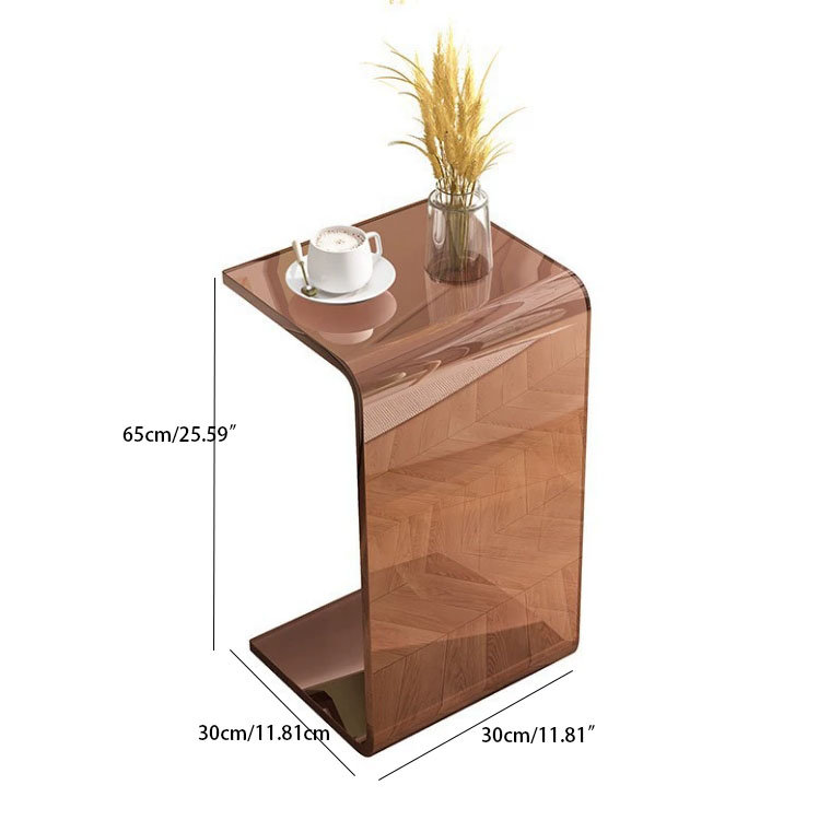 Johnathen 25.6IN Crystal Clear Acrylic Side Table, rounded rectangular transparent coffee table, modern style tea table for home decoration