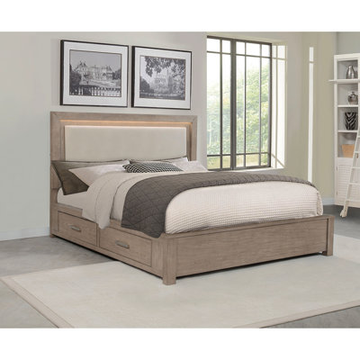 Gibbons Barley Brown California King LED Storage Bed