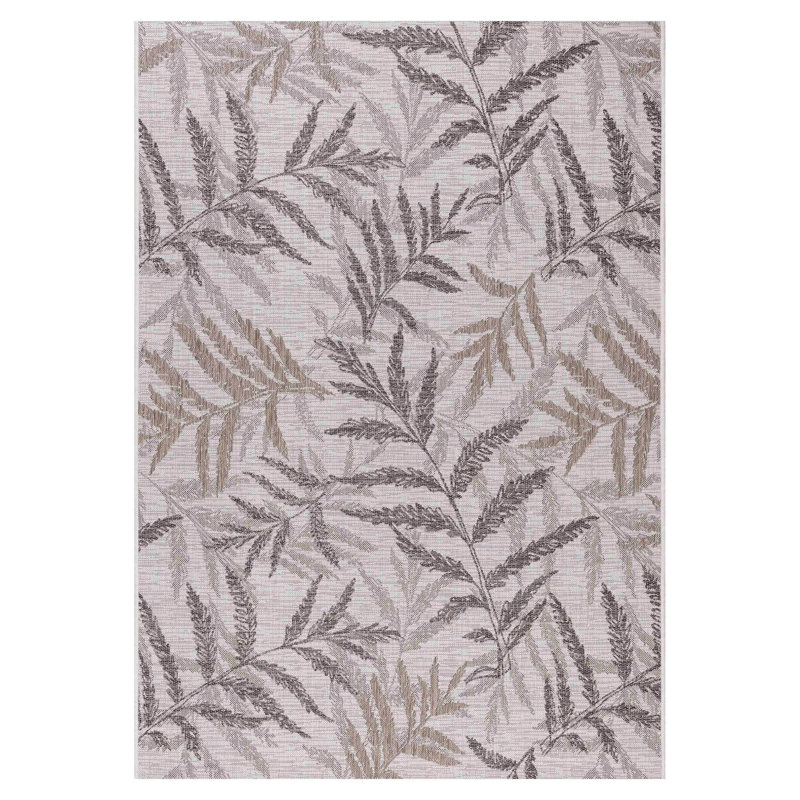 Tapis rectangulaire brun / crème en polypropylène tissé à la machine Phillippi, Rectangle 2 pi 7 po x 4 pi 11 po