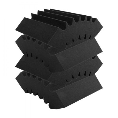 Acoustic Foam Panels 4 Pack 16.5 x 6.3 x 12 in Adhesive for Wall Ceiling