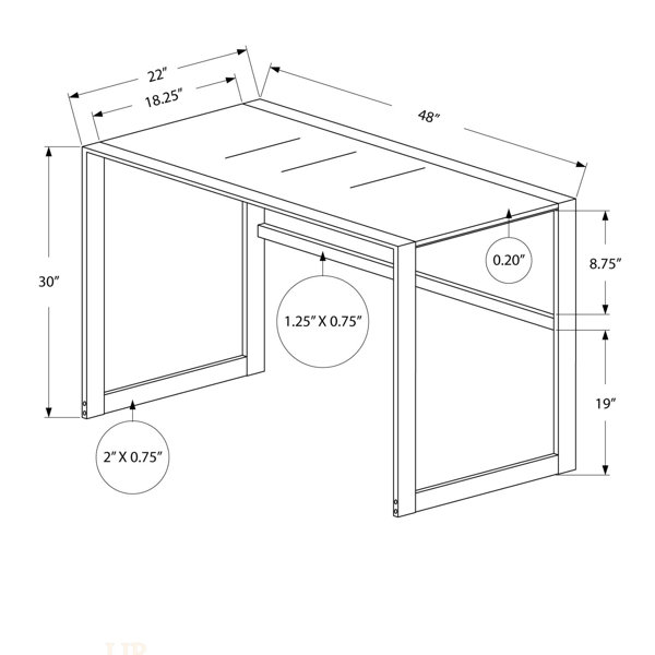 Latitude Run® Contemporary Laptop And Writing Desk With Sturdy Metal ...