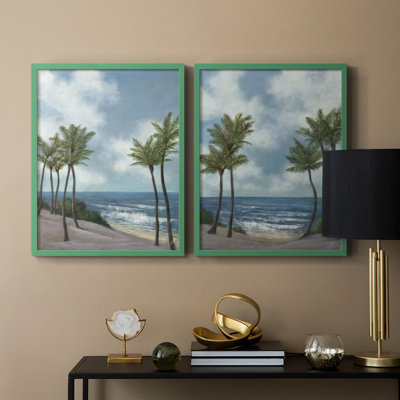 Impression encadrée Coastal Palm Tree I-Premium - prêt à être accroché - aucun clou requis - aucun clou requis