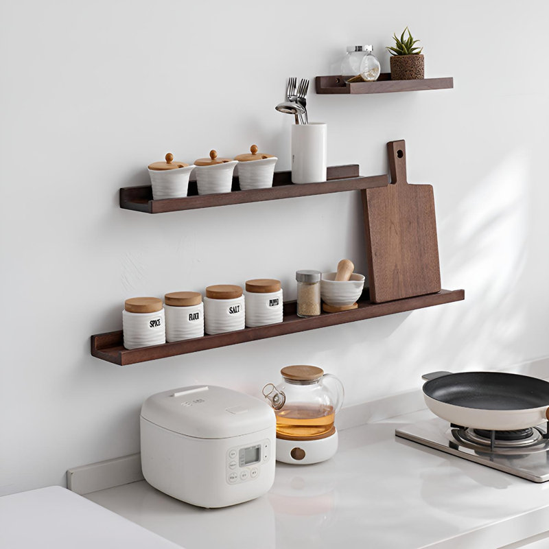 Tablette murale flottante en bois massif, H 1,57 po x l 47,24 po x P 5,9 po
