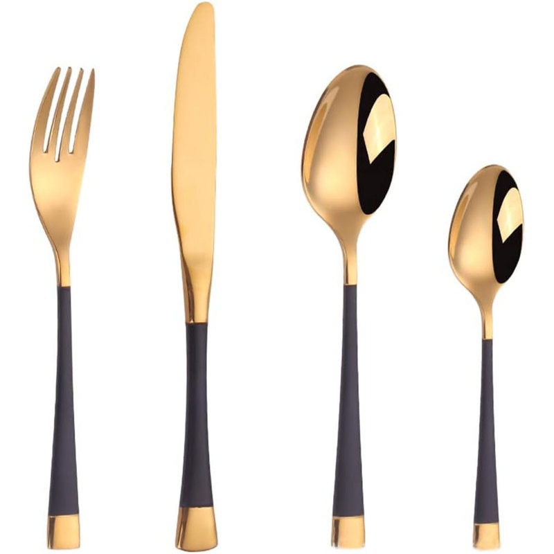 Mercer41 Ferkin Stainless Steel Flatware Set - Service for 6, Black