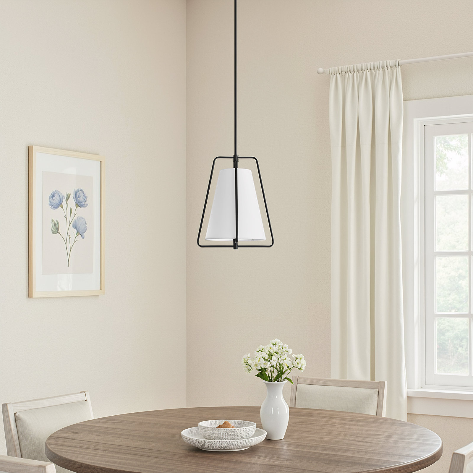Shamar Single Light Cone Pendant, Midnight Black
