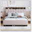 Lit plateforme tapissier avec tête de lit de rangement, lit gigogne simple, tiroirs et charge pour les chambres à coucher modernes-512368869-512368867