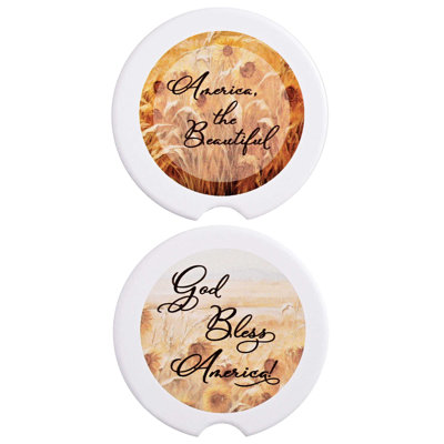 Car Coaster God Bless America 2Pk