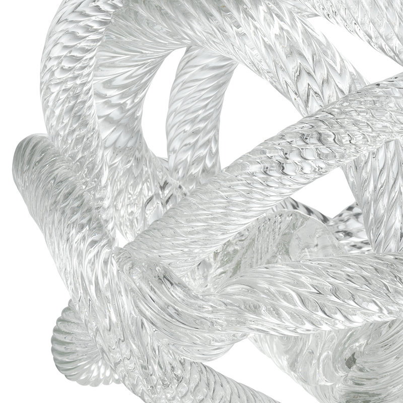 Dominico Glass Rope Desk Accessory Sculpture, 7.87" H x 7.87" W x 7.87" D