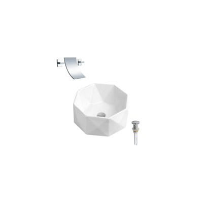 Lavabo de salle de bain vasque en céramique blanc avec robinet octogonal