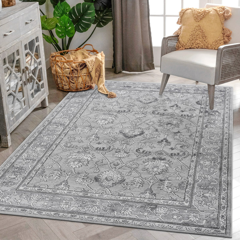 Area Rug, Collection Grey / Oriental, Rectangle 6'7" x 7'9"