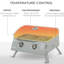 Plateau de table portatif au propane Gris. Pieds pliables pour la mobilité. Pour le camping, le pique-nique, la cour. Couvercle, thermomètre, plateau à graisse. Barbecue au gaz à 2 brûleurs L 21,75 po x l 18,25 po H 16,25 po. Avec pieds.