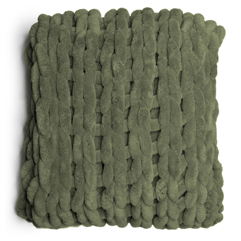 Donna Sharp Olive Chenille Knit Woven Throw, Olive