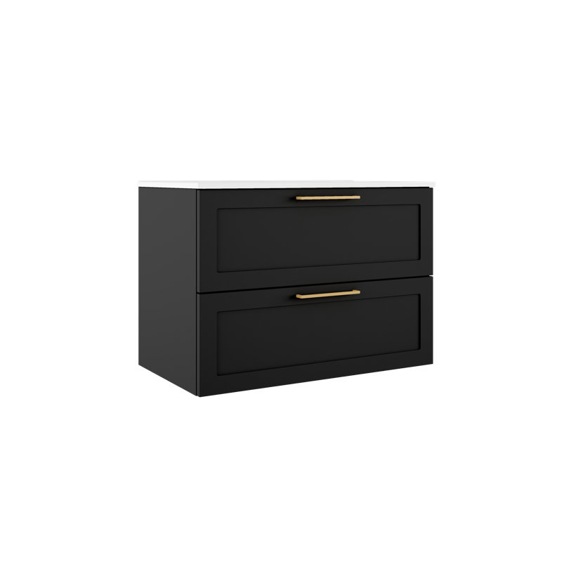 Meuble-lavabo mural à deux tiroirs 31 "Rhyth - noir mat, Noir mat