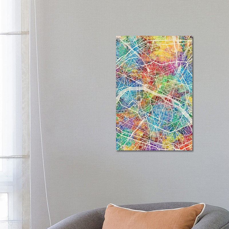 Paris France City Map I by Michael Tompsett - Wrapped Canvas Gallery-Wrapped Canvas Giclée