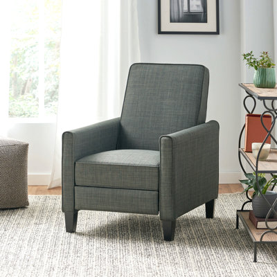 Fauteuil inclinable rembourré 27,5 po avec accoudoirs rembourrés avec pieds en bois de hêtre massif pour le salon et la chambre à coucher - Gris