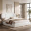 Lit plateforme en tissu de laine d'agneau, cadre de lit rembourré chaud pour la chambre à coucher-439277930-439277940