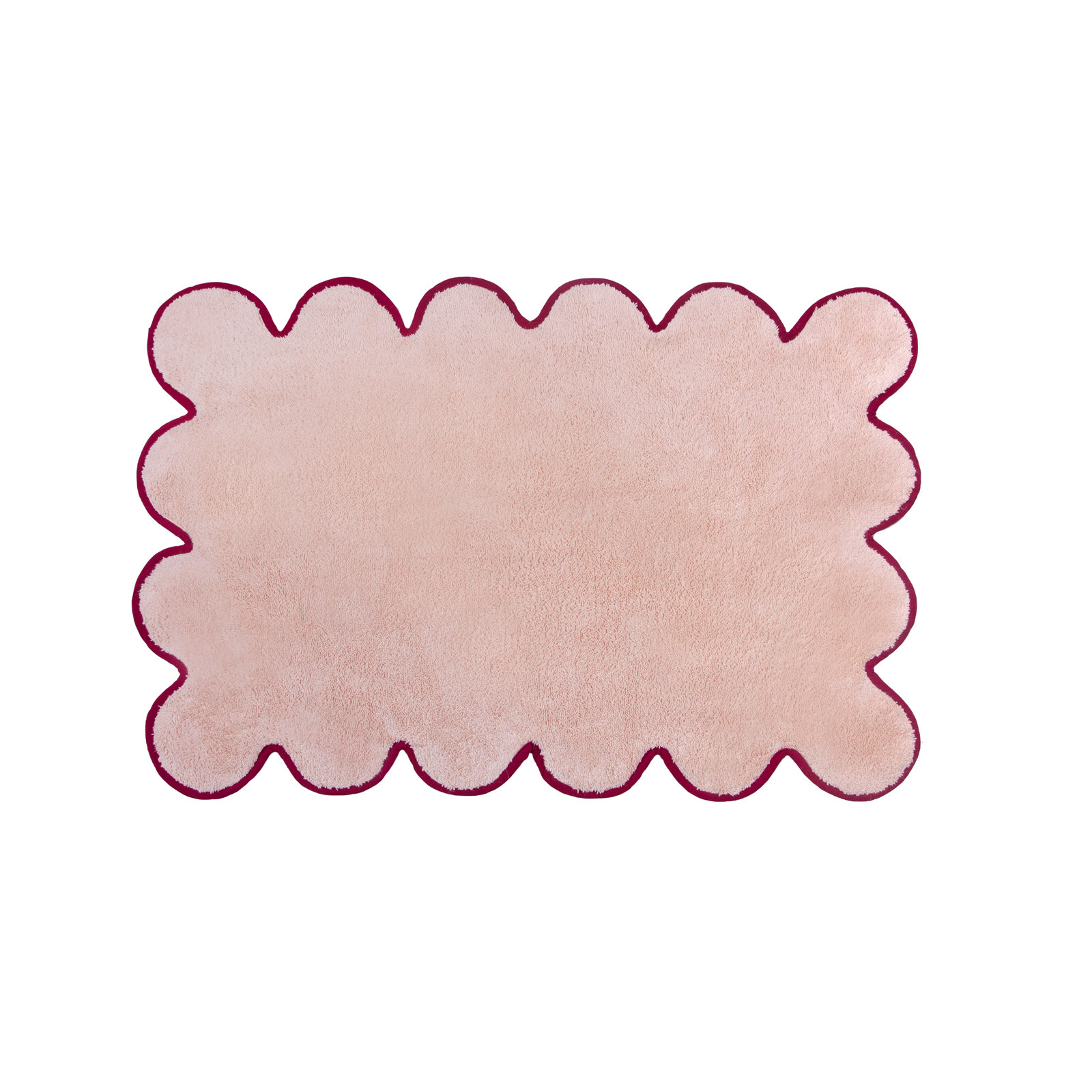 Scalloped Cotton Bath Mat, Pink