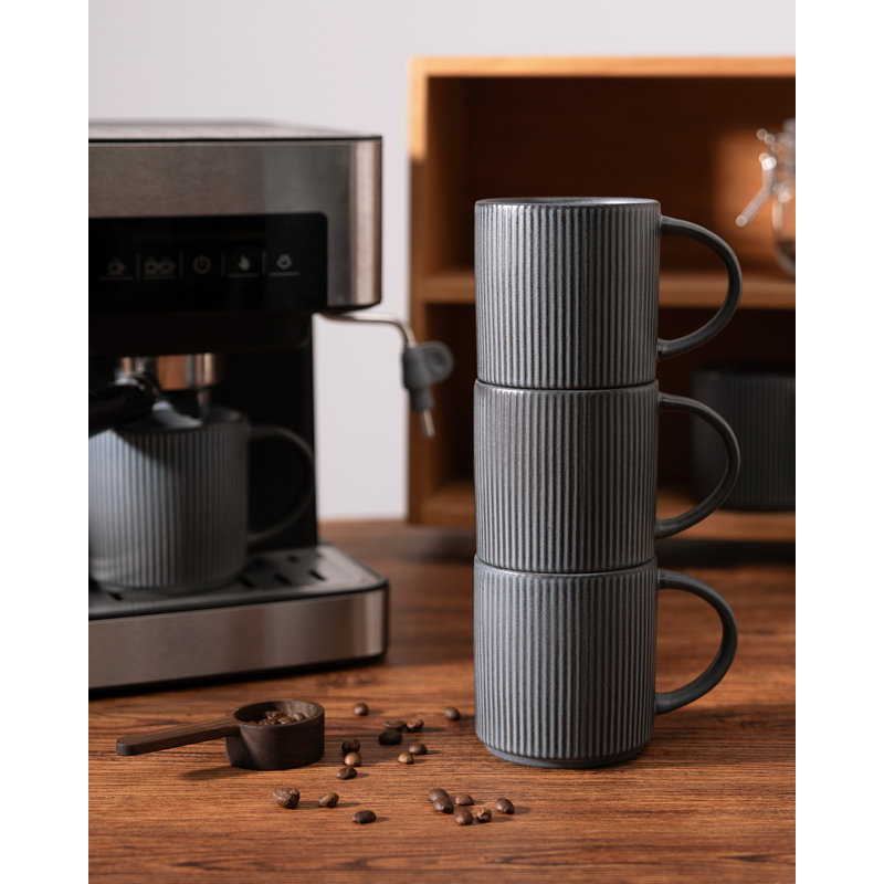 Grande tasse à café en grès Azal, Gris anthracite mat mat, 12 oz