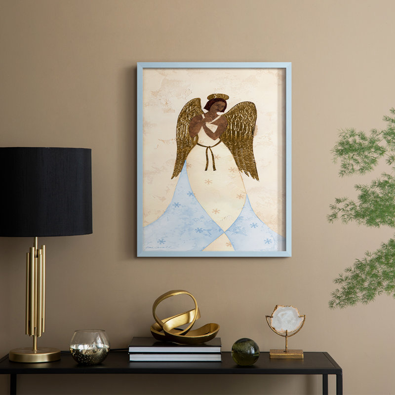 Seraphin III Framed Print - Solid Wood, Blue, 30" H x 24" W