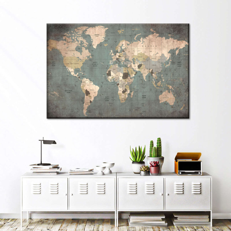 Stained Map Canvas Print, 34'' W x 51'' H