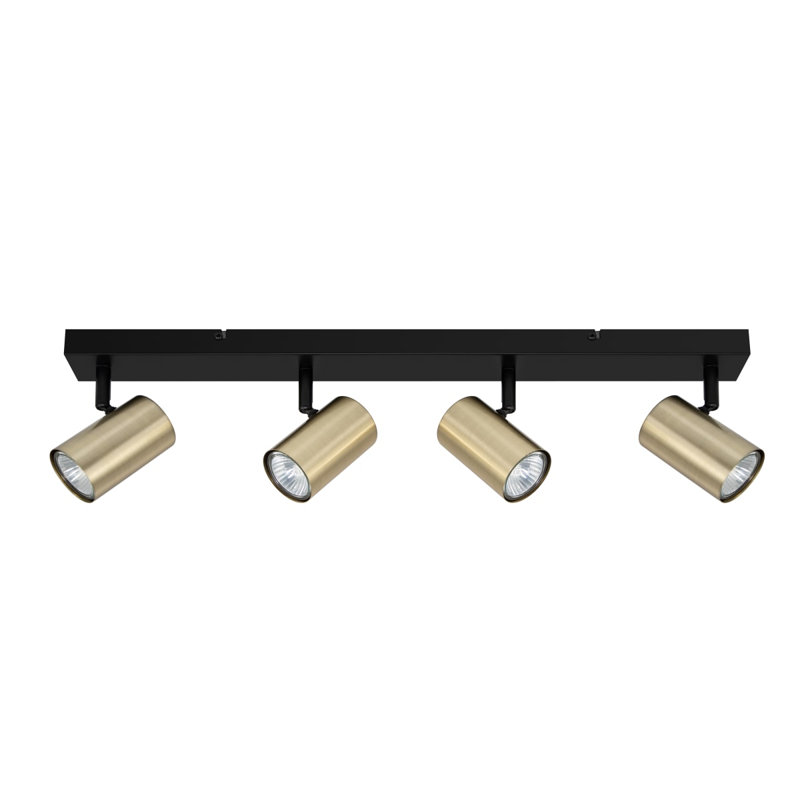 Grafton 4 Light Modern Brushed Brass Spotlight with Matt Black Base, 60x5x15cm, 4xGU10. Max. 5W LED (Bulb not included)