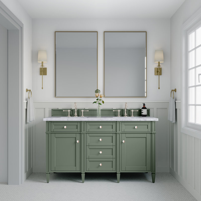 Brittany 60'' W Double Vanity, 8" Widespread, Pecan, Siberian