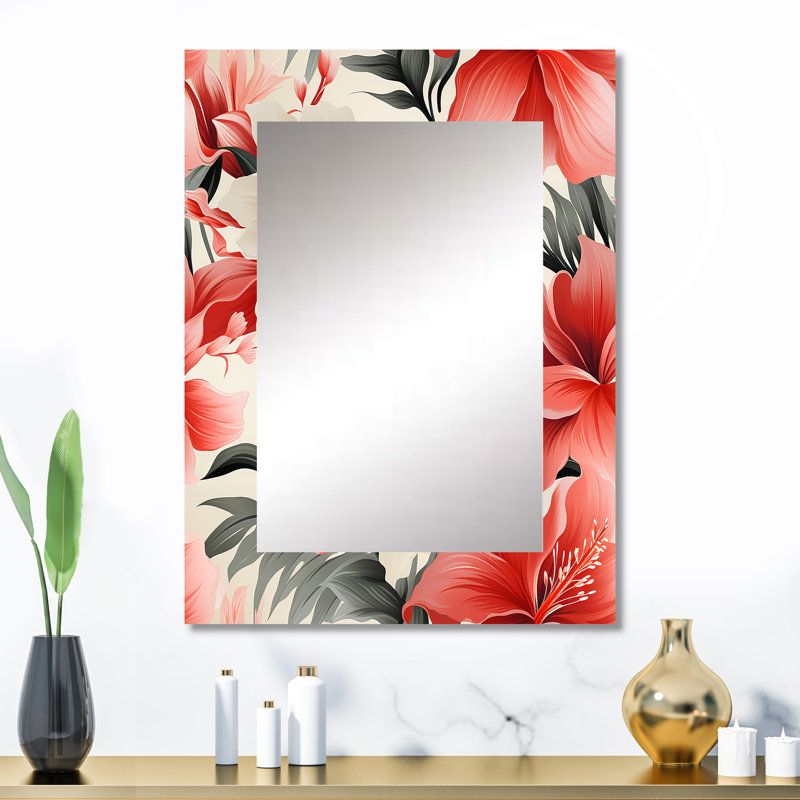 Camarri délicat, motif tropical délicat - miroir mural tropical, miroir décoratif tropical, impression d'art en métal