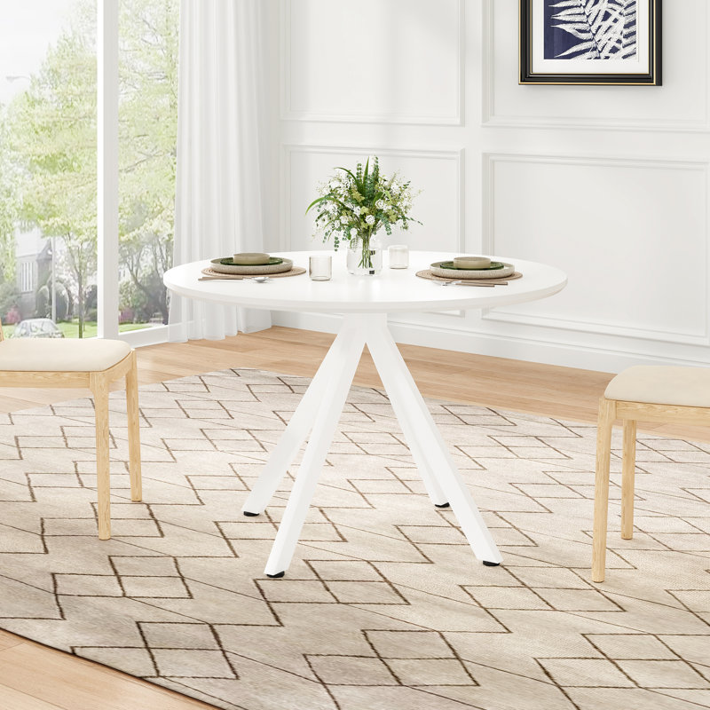 Whole Board Round Dining Table, White, 75cm H x 100cm L x 100cm W