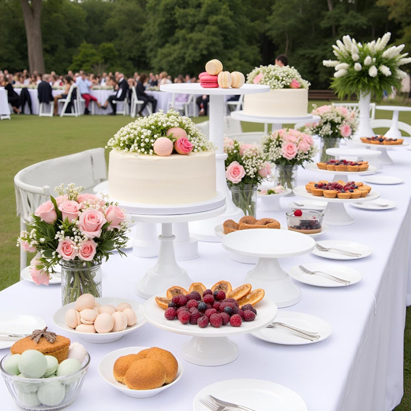 3 Pcs White Metal Cake Stand Set
