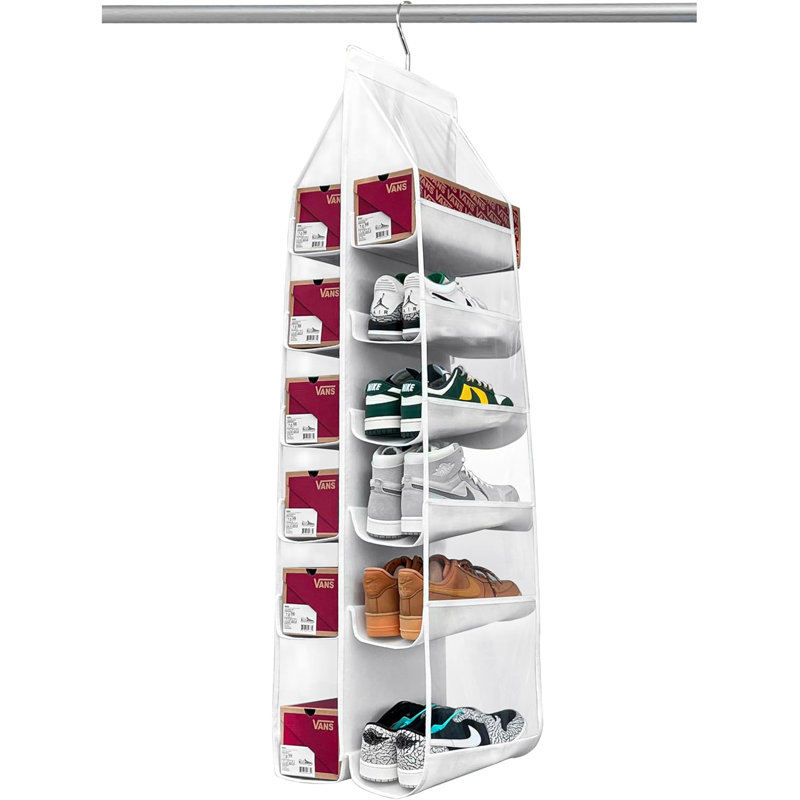 12 Pair Hanging Shoe Organizer, White