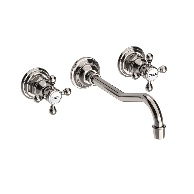 Chesterfield Wall Mount Bathroom Faucet, Polished Nickel