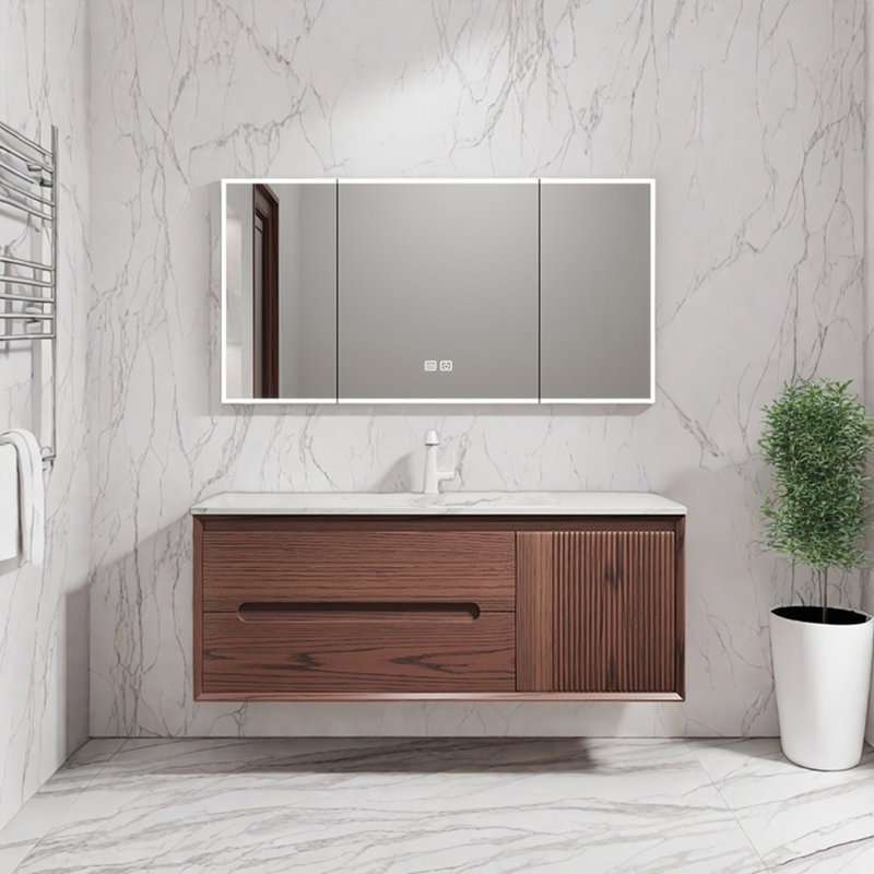 Armoire de salle de bain simple et rétro haut de gamme, H 19,6 po x l 47,2 po x P 19,6 po