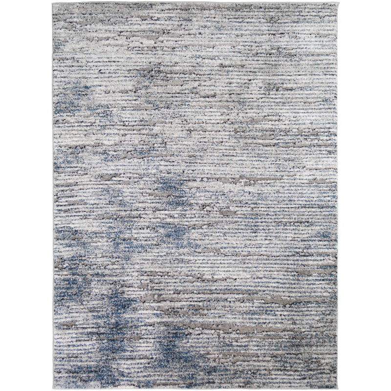 Tapis rayé gris Lavanna, Rectangle 7 pi 10 po x 9 pi 10 po