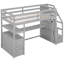 Lit mezzanine simple gris avec bureau, tablettes et installation intégrée-491013754-491013757
