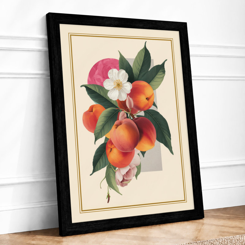 Peach Blossom Study Botanical - Print, A2 - 59.4 x 42.0 cm, Black