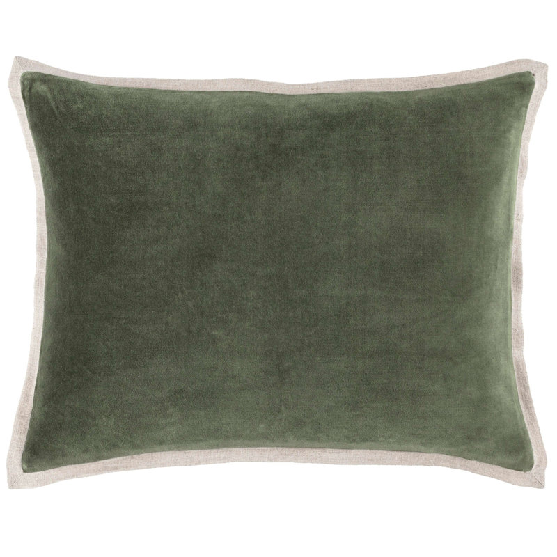 Sage Green Velvet and Linen Square Pillow Cover 22x22